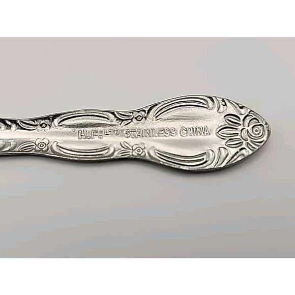 Wesley Forge WLF2 Sugar Spoon Stainless Steel 5 7/8" Floral Design Art Deco MCM - Picture 4 of 8